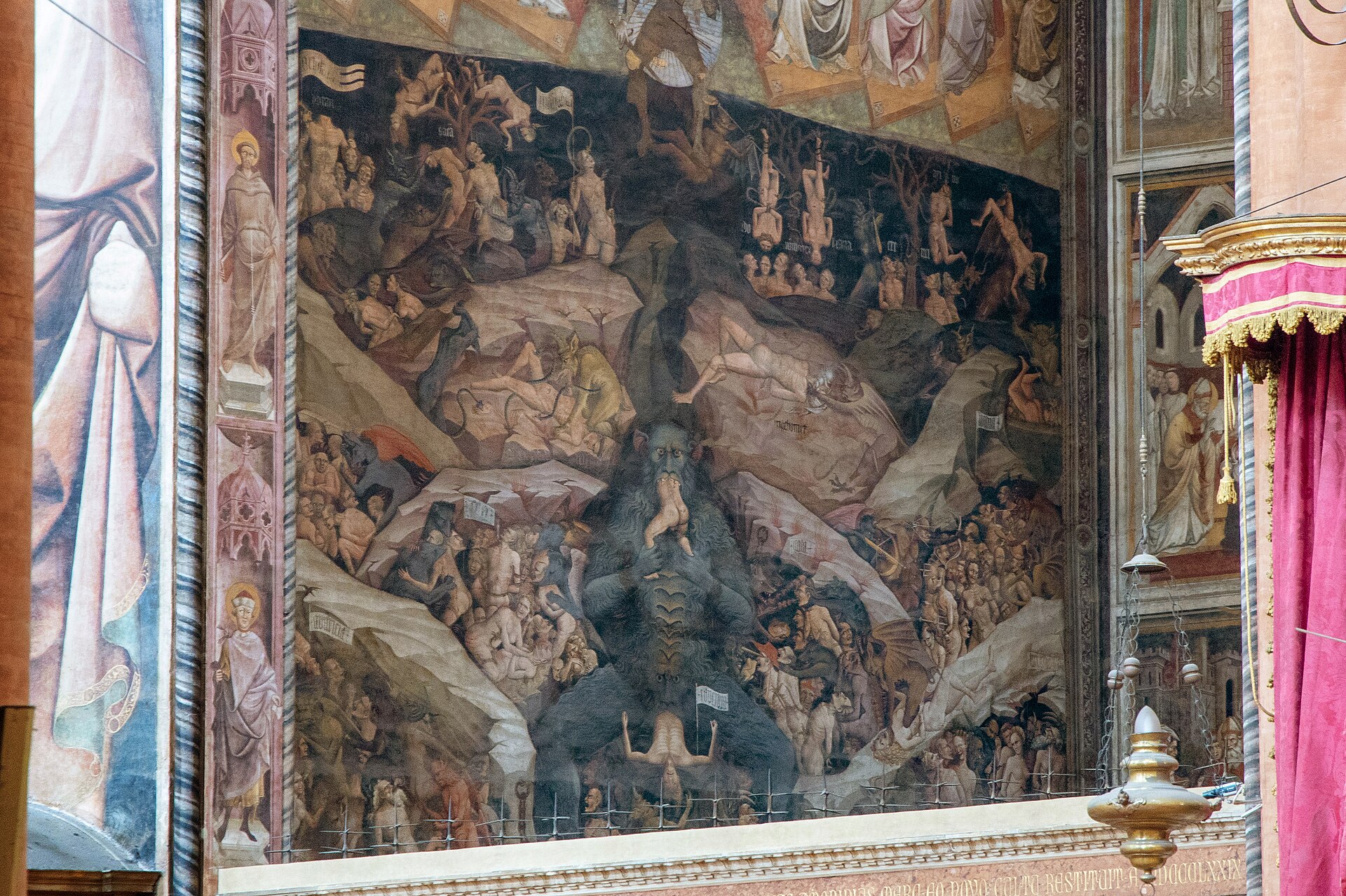 l inferno affrescato da giovanni da modena nella cappella bolognini, con lucifero al centro