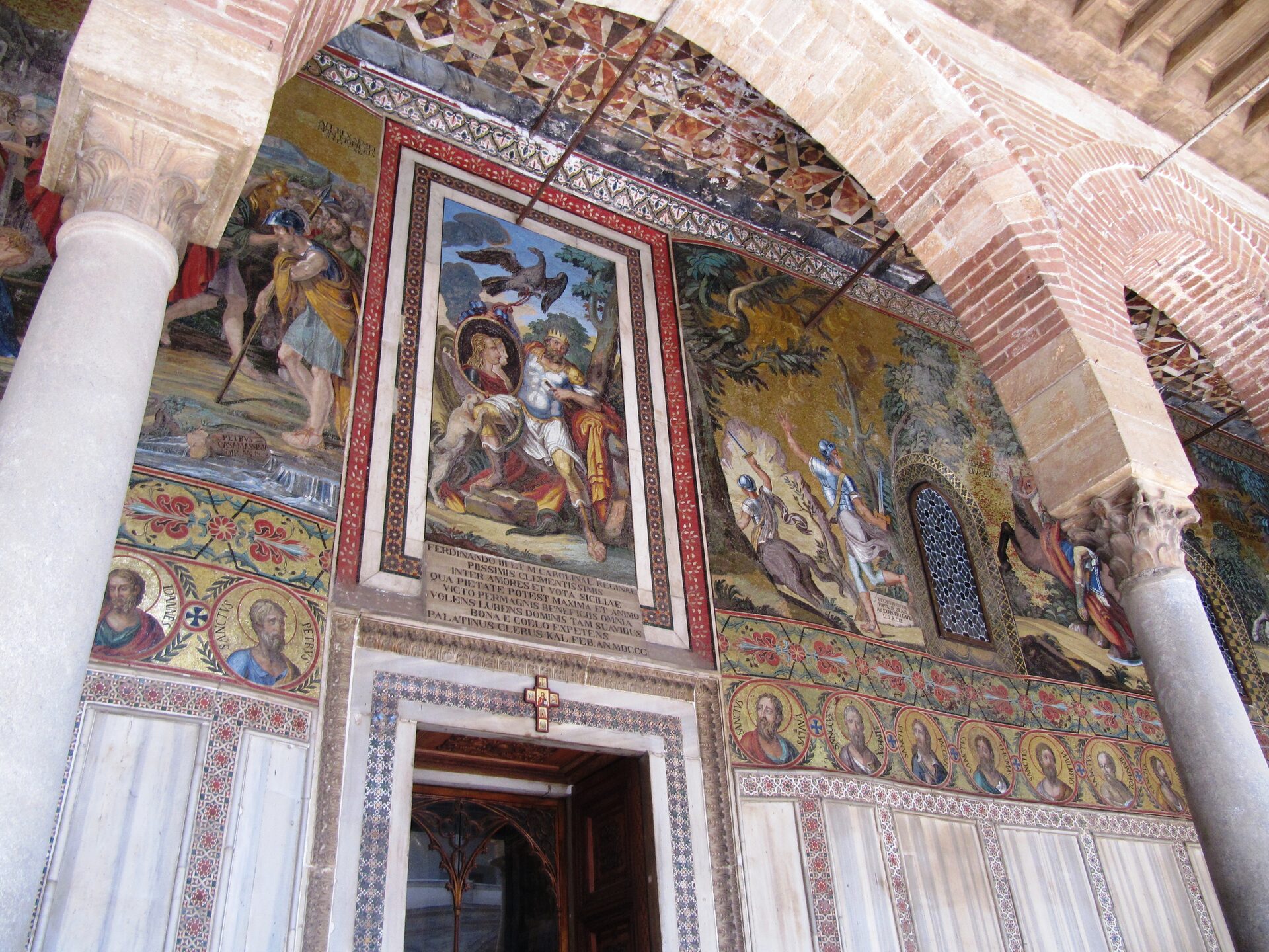 the external mosaics of the palatine chapel in the courtyard of the palazzo dei normanni