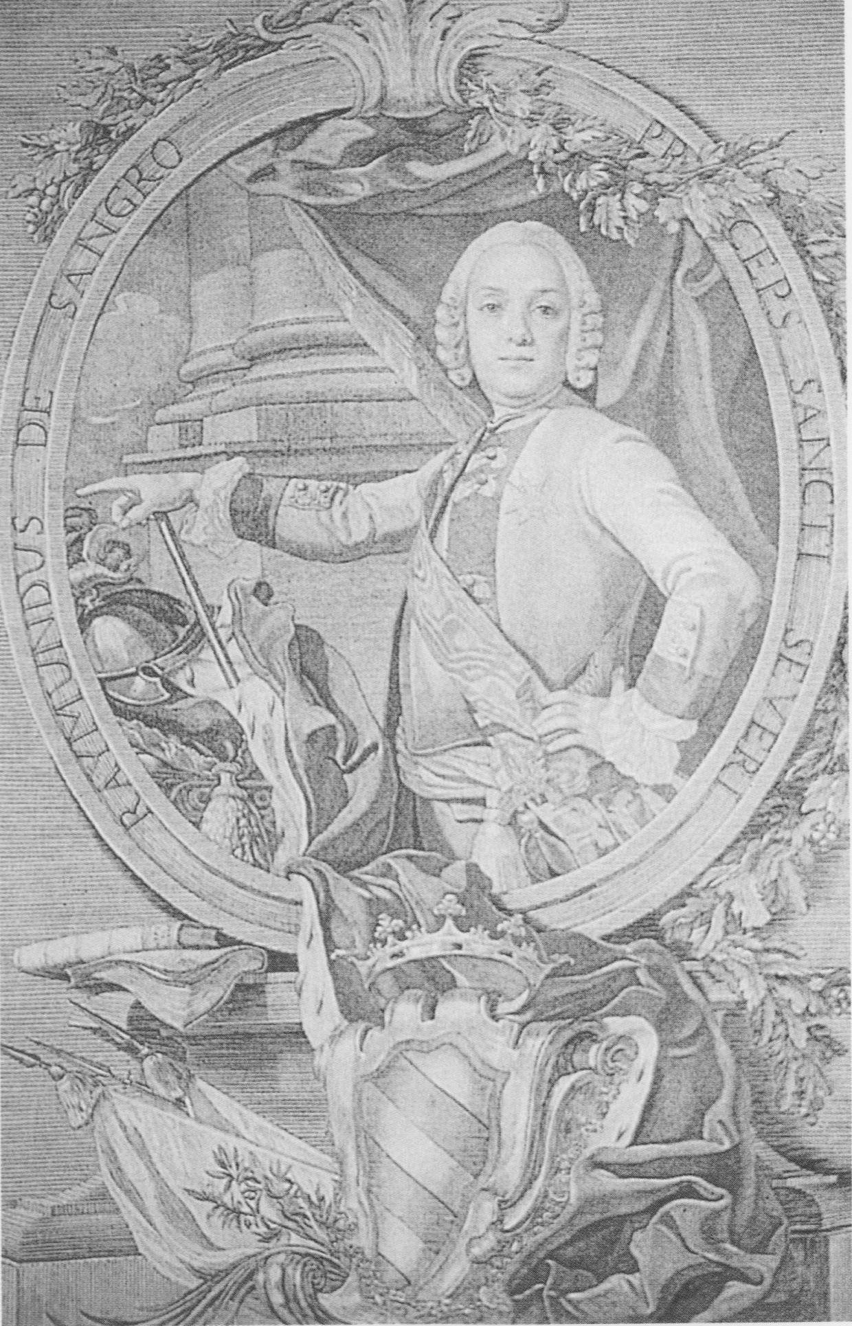 ritratto settecentesco di raimondo di sangro, principe di sansevero