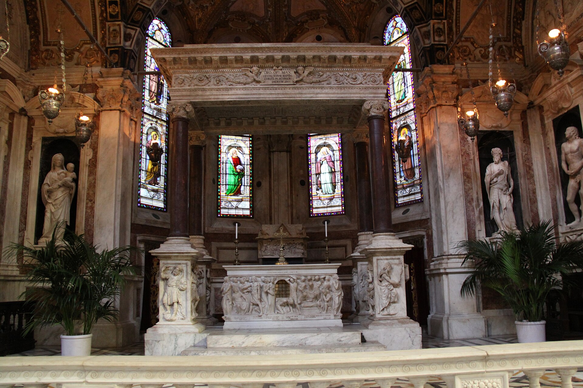 altar of the chapel of saint john the baptist in genoa cathedral