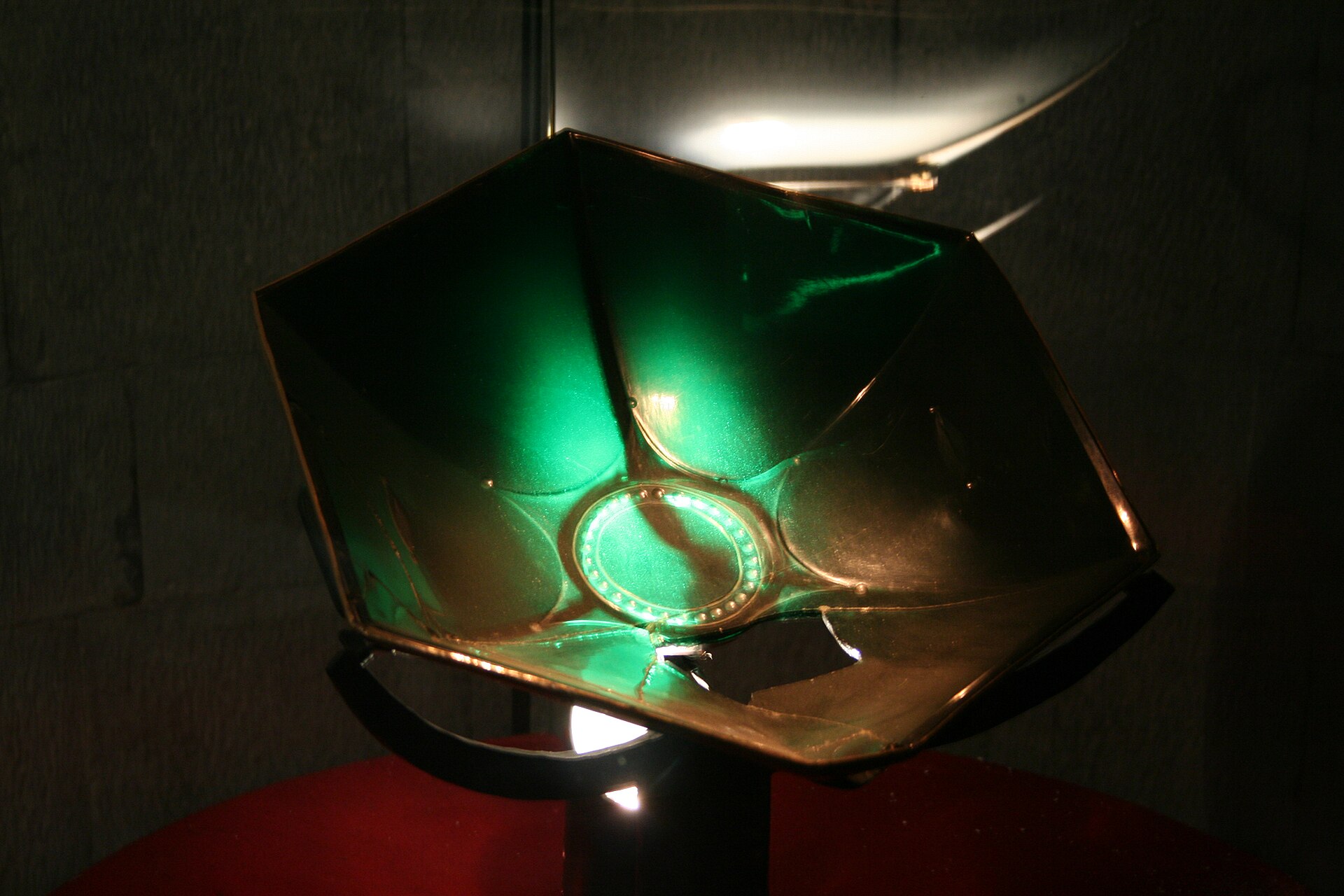 green glass sacro catino kept in the treasury museum of genoa