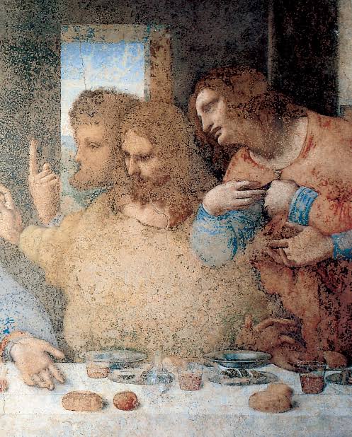 group of apostles to Christ's left in the Last Supper, with Thomas raising his finger