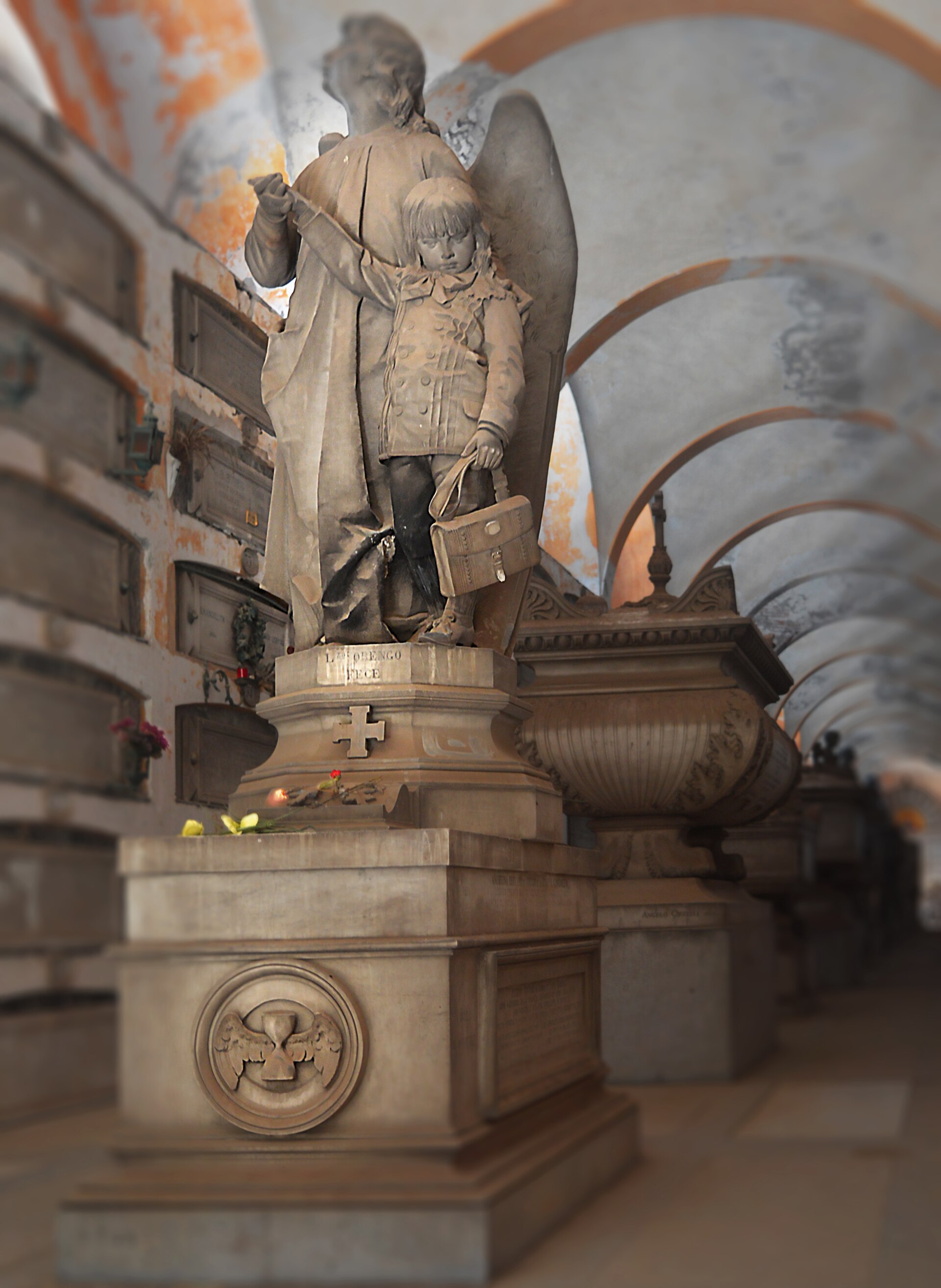 lower gallery of staglieno cemetery with the monumental tombs