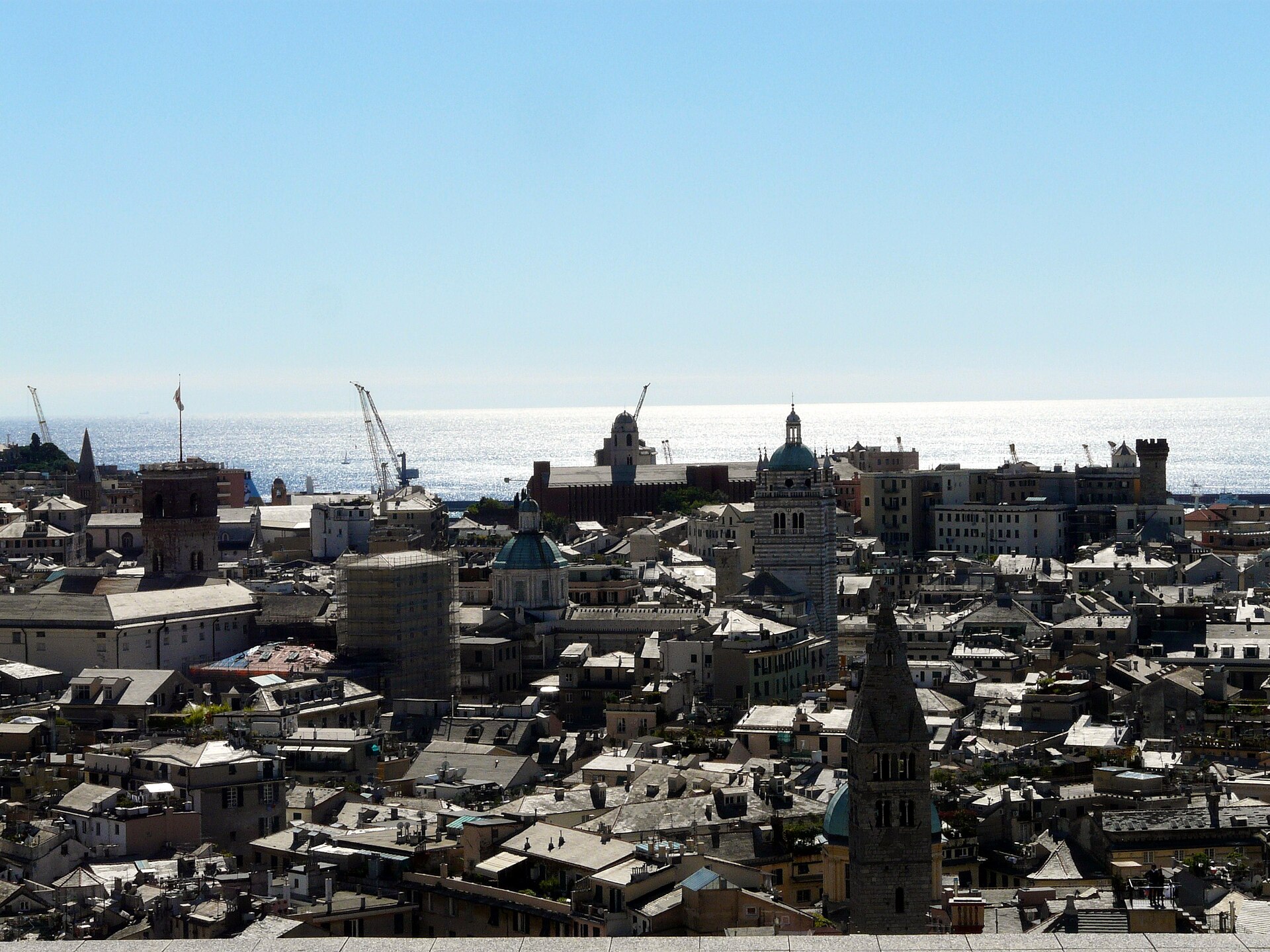 rooftops of the historic centre of genoa seen from above