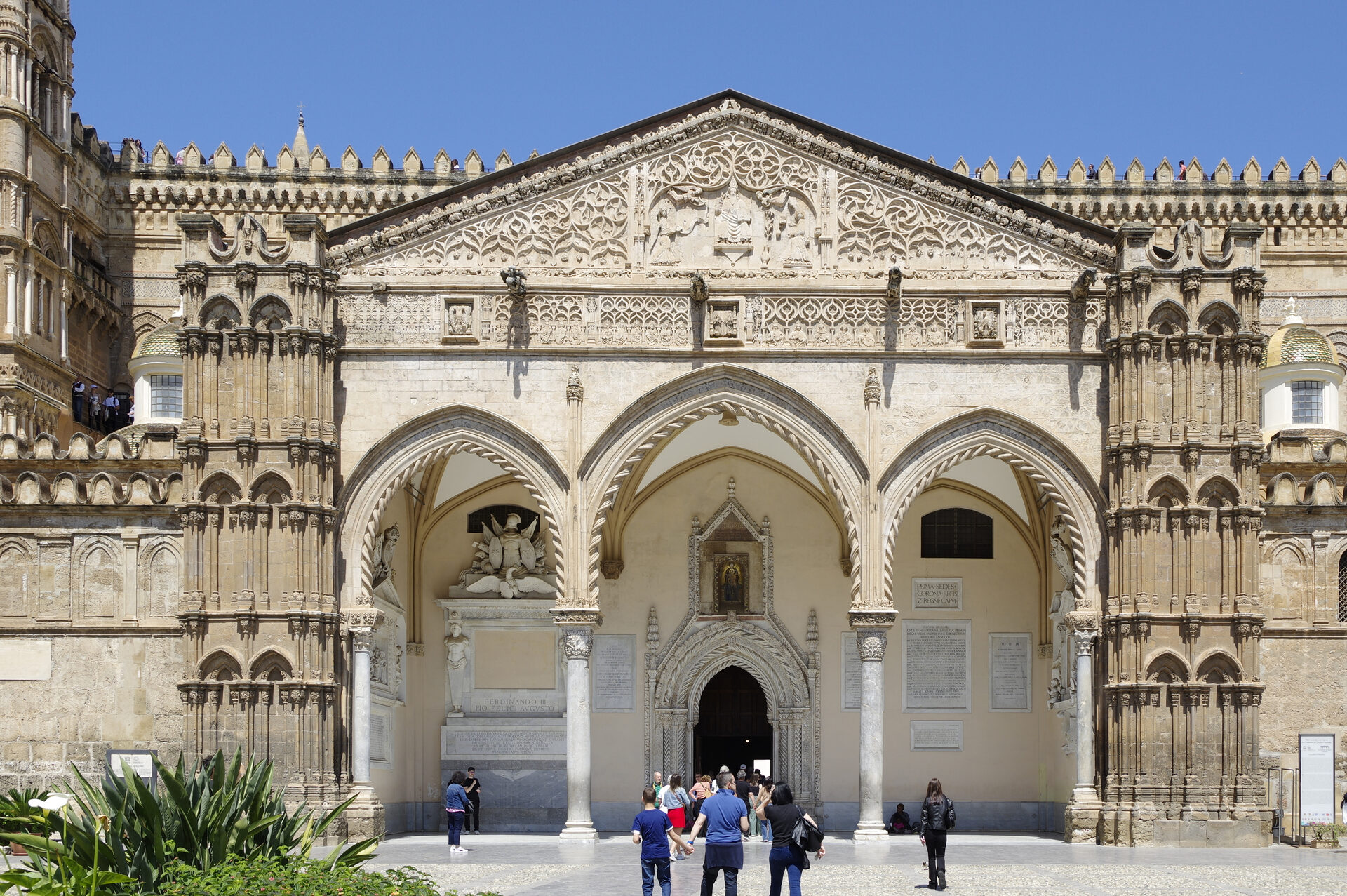 the fifteenth century catalan gothic porch on the south side of palermo cathedral