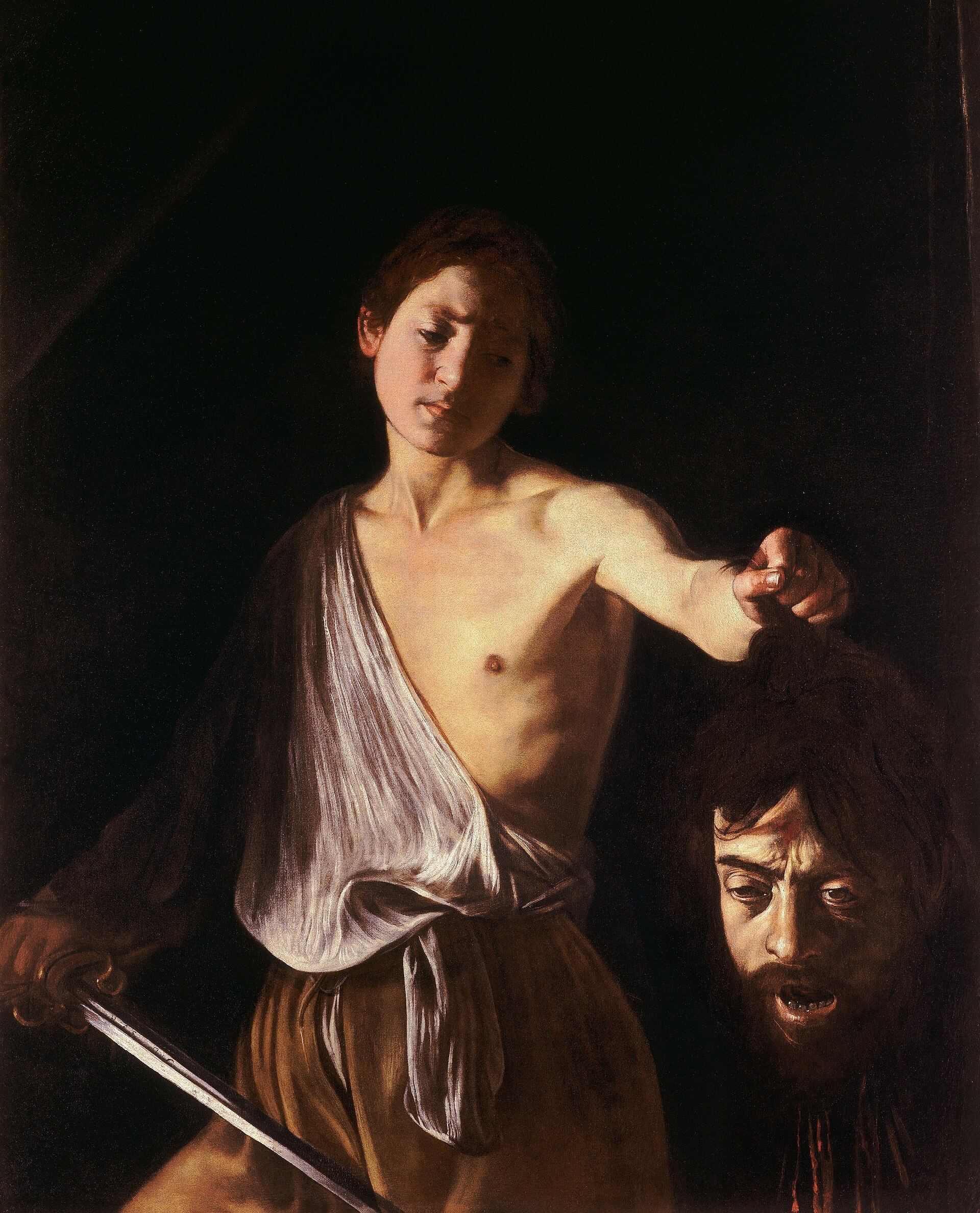 David con la cabeza de Goliat de Caravaggio en la Galería Borghese