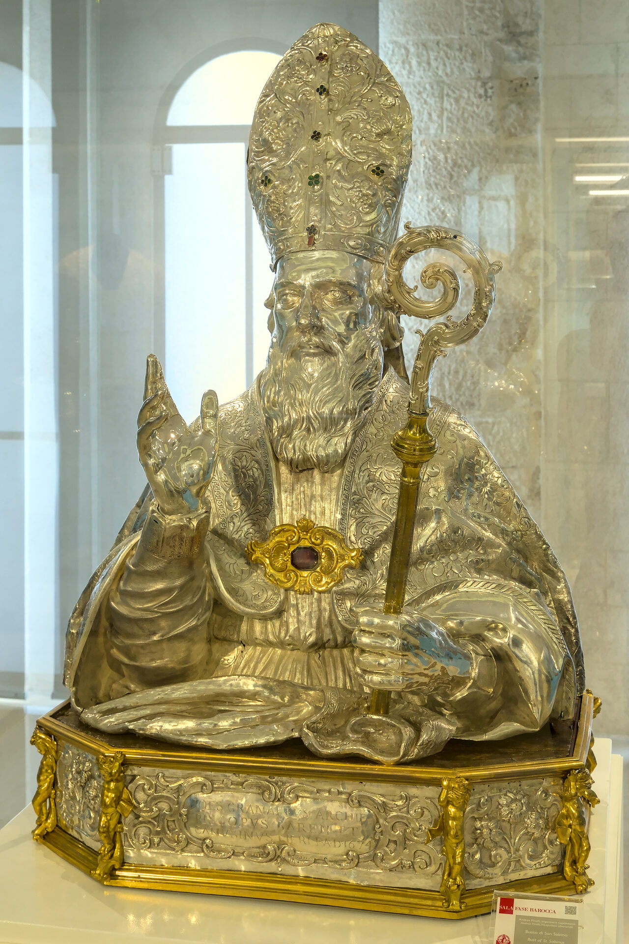 the gilded silver reliquary bust of saint sabinus in the diocesan museum of bari