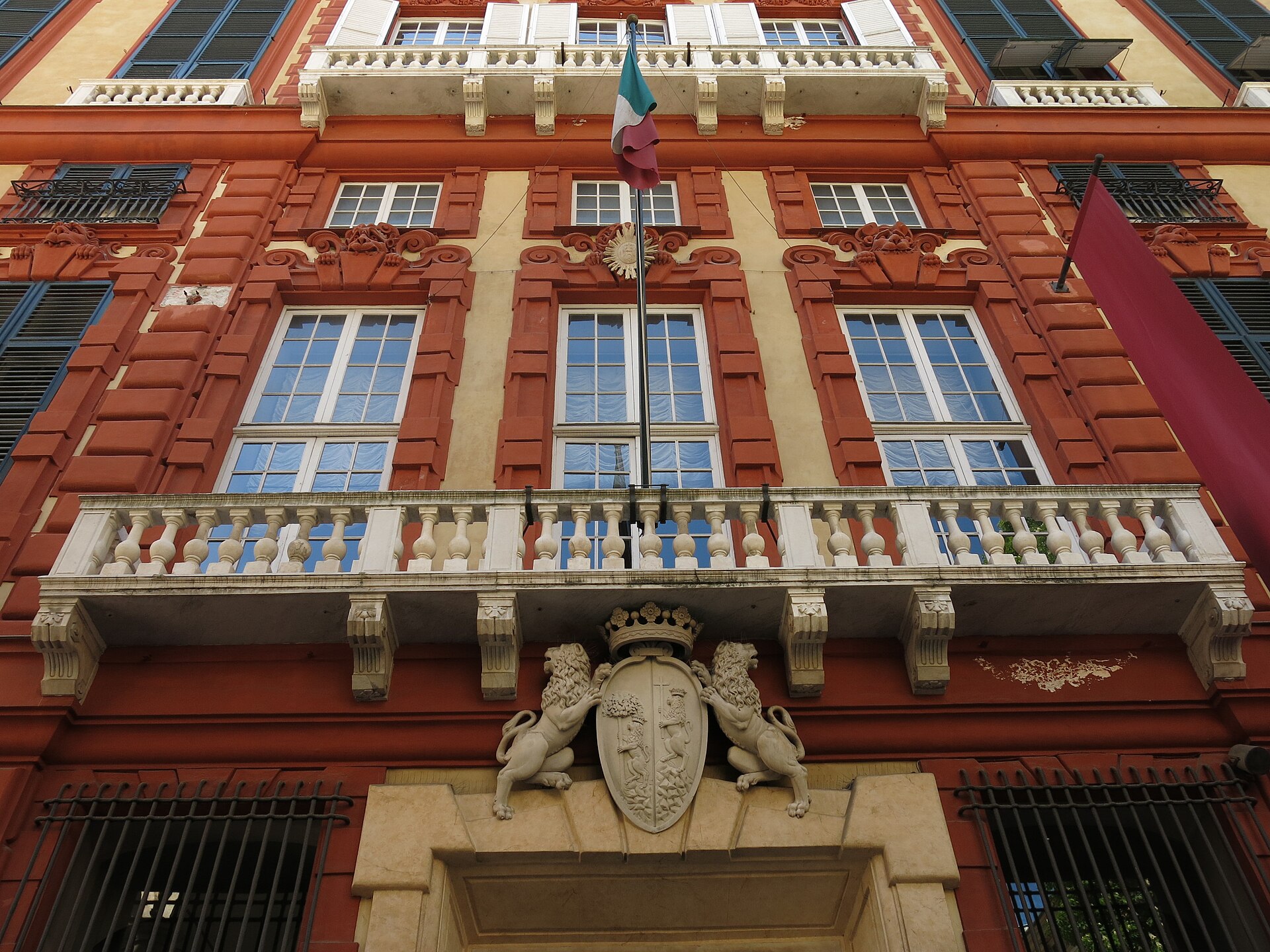 via garibaldi in genoa with the facades of the rolli palaces