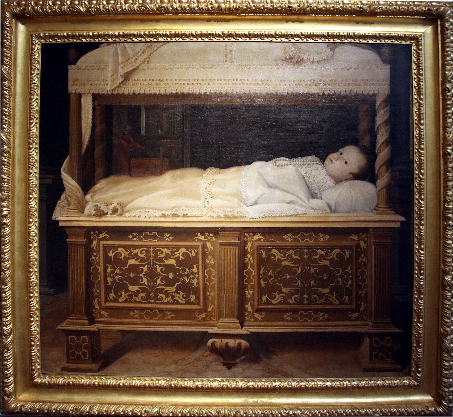 il bambino giacente in una culla di lavinia fontana, nella pinacoteca di bologna