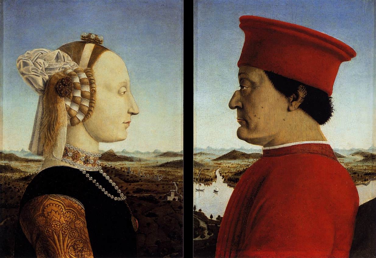 il dittico di piero della francesca con i ritratti di federico da montefeltro e battista sforza