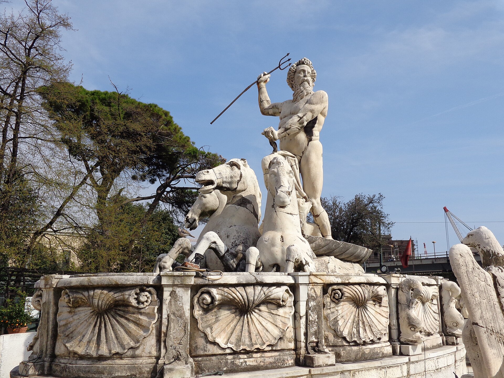 fountain of neptune in the garden of the villa del principe in genoa