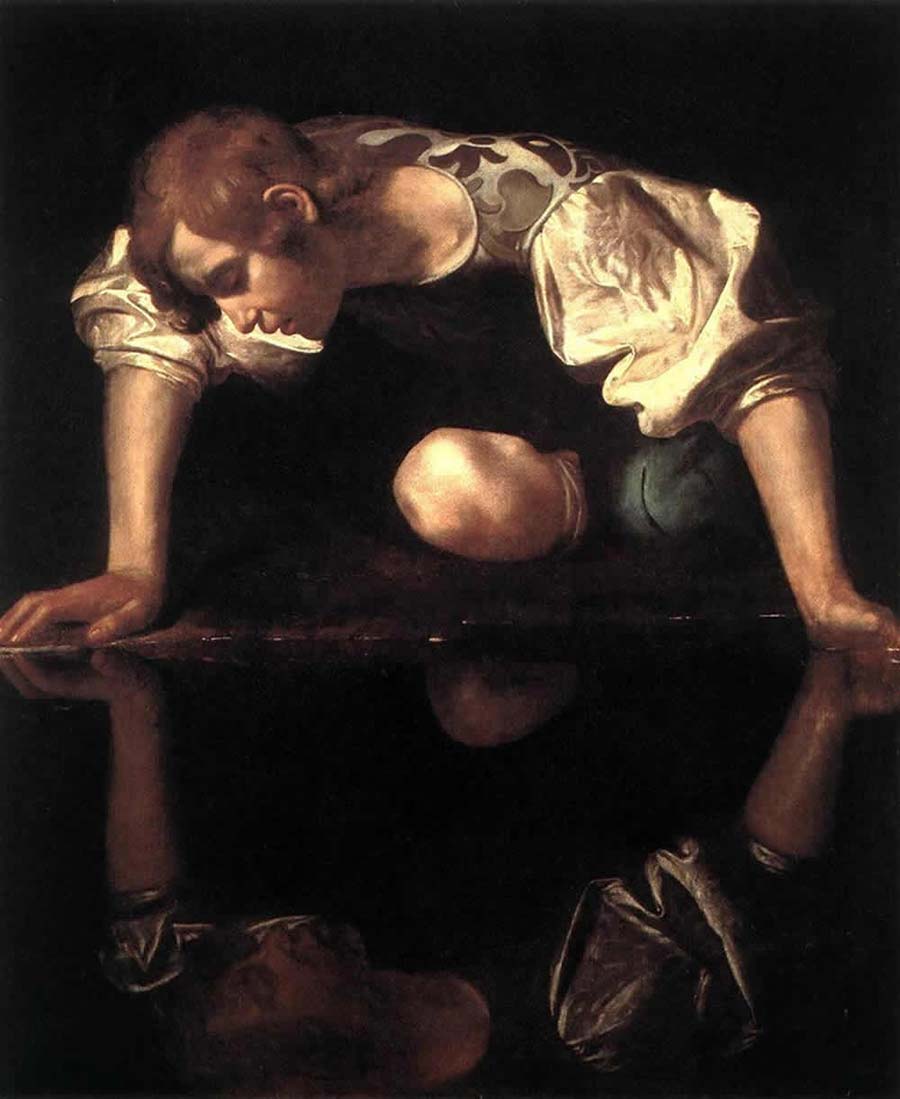 narcisse, un tableau du caravage