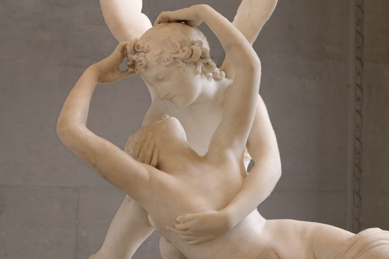 amour et psyché de canova, détail du baiser