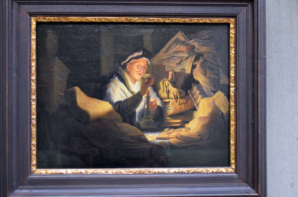 rembrandt's money changer at the gemäldegalerie