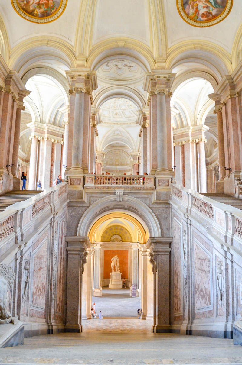 The monumental staircase of the Royal Palace of Caserta
