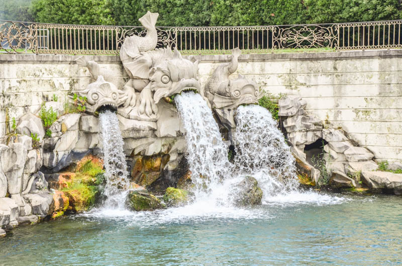 The Fountain of the Dolphins in the park of the Royal Palace of Caserta