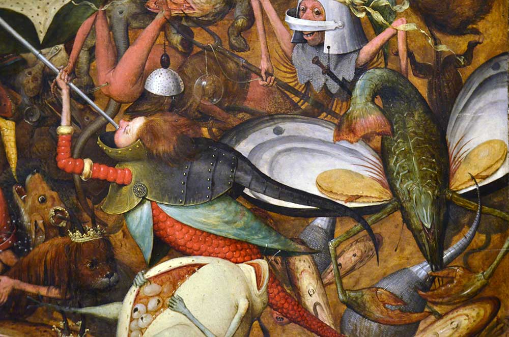 Détail de La Chute des anges rebelles de Bruegel au musée royal de Bruxelles