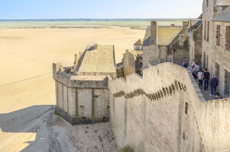 view of the walls of mont saint michel